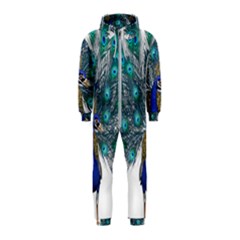 Peacock Bird Peacock Feathers Hooded Jumpsuit (kids) by Sapixe