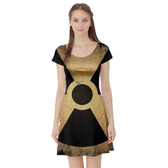 Radioactive Warning Signs Hazard Short Sleeve Skater Dress by Sapixe