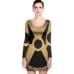 Radioactive Warning Signs Hazard Long Sleeve Velvet Bodycon Dress by Sapixe