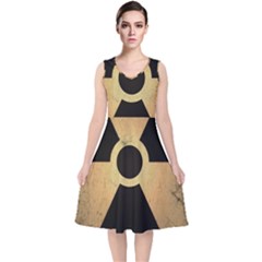 Radioactive Warning Signs Hazard V-neck Midi Sleeveless Dress  by Sapixe