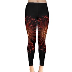 Red Flower Blooming In The Dark Leggings  by Sapixe