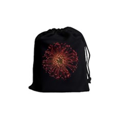 Red Flower Blooming In The Dark Drawstring Pouches (medium)  by Sapixe