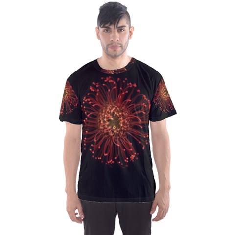 Red Flower Blooming In The Dark Men s Sports Mesh Tee by Sapixe