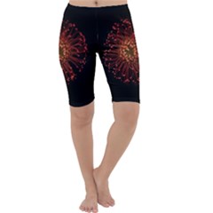 Red Flower Blooming In The Dark Cropped Leggings  by Sapixe