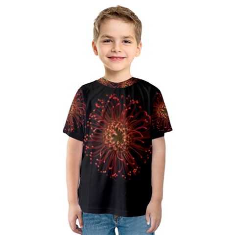 Red Flower Blooming In The Dark Kids  Sport Mesh Tee by Sapixe