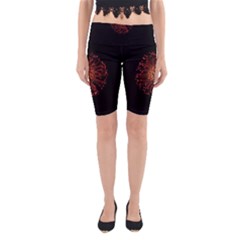 Red Flower Blooming In The Dark Yoga Cropped Leggings by Sapixe