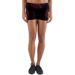 Red Flower Blooming In The Dark Yoga Shorts by Sapixe