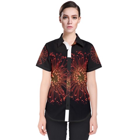 Red Flower Blooming In The Dark Women s Short Sleeve Shirt by Sapixe