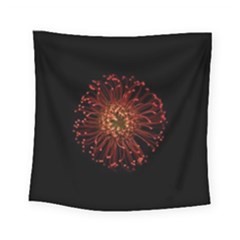 Red Flower Blooming In The Dark Square Tapestry (small) by Sapixe