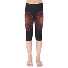 Red Flower Blooming In The Dark Kids  Capri Leggings  by Sapixe