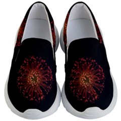 Red Flower Blooming In The Dark Kid s Lightweight Slip Ons by Sapixe