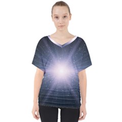 Real Photographs In Saturns Rings V-neck Dolman Drape Top by Sapixe