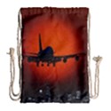 Red Sun Jet Flying Over The City Art Drawstring Bag (Large) View2