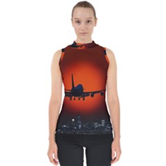 Red Sun Jet Flying Over The City Art Shell Top by Sapixe