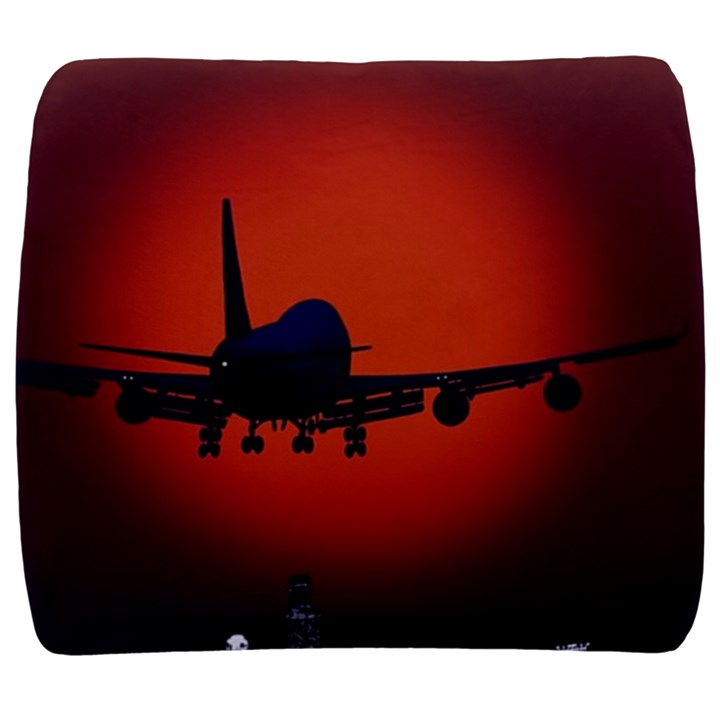 Red Sun Jet Flying Over The City Art Back Support Cushion