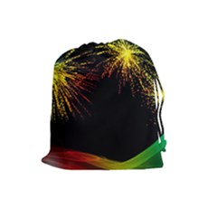 Rainbow Fireworks Celebration Colorful Abstract Drawstring Pouches (large)  by Sapixe