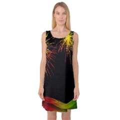 Rainbow Fireworks Celebration Colorful Abstract Sleeveless Satin Nightdress by Sapixe