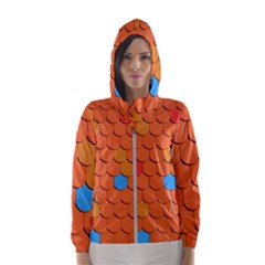 Roof Brick Colorful Red Roofing Hooded Wind Breaker (women) by Sapixe