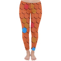 Roof Brick Colorful Red Roofing Classic Winter Leggings by Sapixe