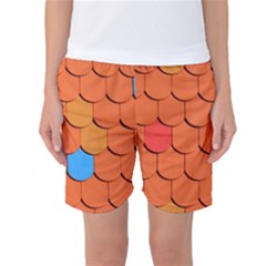 Roof Brick Colorful Red Roofing Women s Basketball Shorts by Sapixe