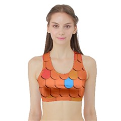 Roof Brick Colorful Red Roofing Sports Bra With Border by Sapixe