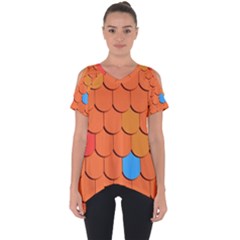 Roof Brick Colorful Red Roofing Cut Out Side Drop Tee by Sapixe