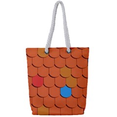 Roof Brick Colorful Red Roofing Full Print Rope Handle Tote (small) by Sapixe