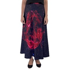 Red Nebulae Stella Flared Maxi Skirt by Sapixe