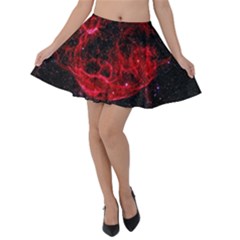 Red Nebulae Stella Velvet Skater Skirt by Sapixe