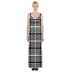 Seamless Pattern Background Black And White Maxi Thigh Split Dress by Sapixe