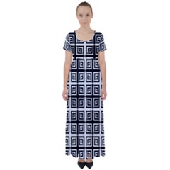 Seamless Pattern Background Black And White High Waist Short Sleeve Maxi Dress by Sapixe