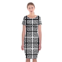 Seamless Pattern Background Black And White Classic Short Sleeve Midi Dress by Sapixe