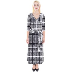 Seamless Pattern Background Black And White Quarter Sleeve Wrap Maxi Dress by Sapixe