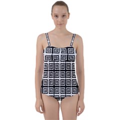 Seamless Pattern Background Black And White Twist Front Tankini Set by Sapixe