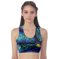 Sea Fans Diving Coral Stained Glass Sports Bra by Sapixe