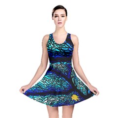 Sea Fans Diving Coral Stained Glass Reversible Skater Dress by Sapixe