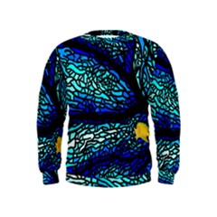 Sea Fans Diving Coral Stained Glass Kids  Sweatshirt by Sapixe