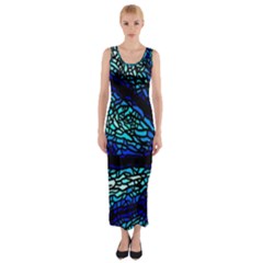 Sea Fans Diving Coral Stained Glass Fitted Maxi Dress by Sapixe