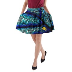 Sea Fans Diving Coral Stained Glass A-line Pocket Skirt by Sapixe