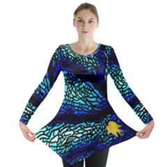 Sea Fans Diving Coral Stained Glass Long Sleeve Tunic  by Sapixe