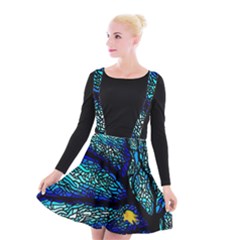 Sea Fans Diving Coral Stained Glass Suspender Skater Skirt by Sapixe