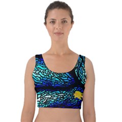 Sea Fans Diving Coral Stained Glass Velvet Crop Top by Sapixe