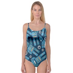 Seamless Pattern Robot Camisole Leotard  by Sapixe