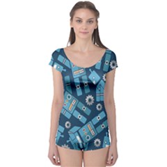 Seamless Pattern Robot Boyleg Leotard  by Sapixe