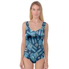 Seamless Pattern Robot Princess Tank Leotard  by Sapixe