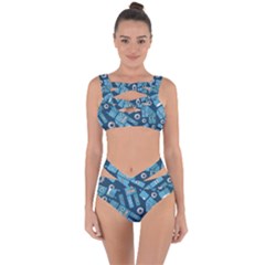 Seamless Pattern Robot Bandaged Up Bikini Set  by Sapixe