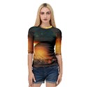 Saturn Rings Fantasy Art Digital Quarter Sleeve Raglan Tee View1