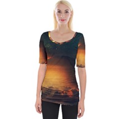 Saturn Rings Fantasy Art Digital Wide Neckline Tee