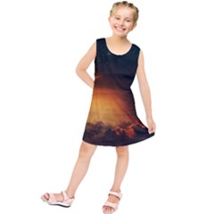 Saturn Rings Fantasy Art Digital Kids  Tunic Dress by Sapixe