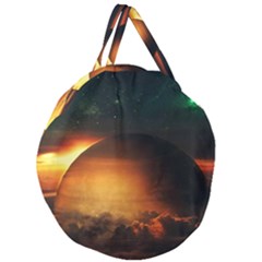 Saturn Rings Fantasy Art Digital Giant Round Zipper Tote by Sapixe